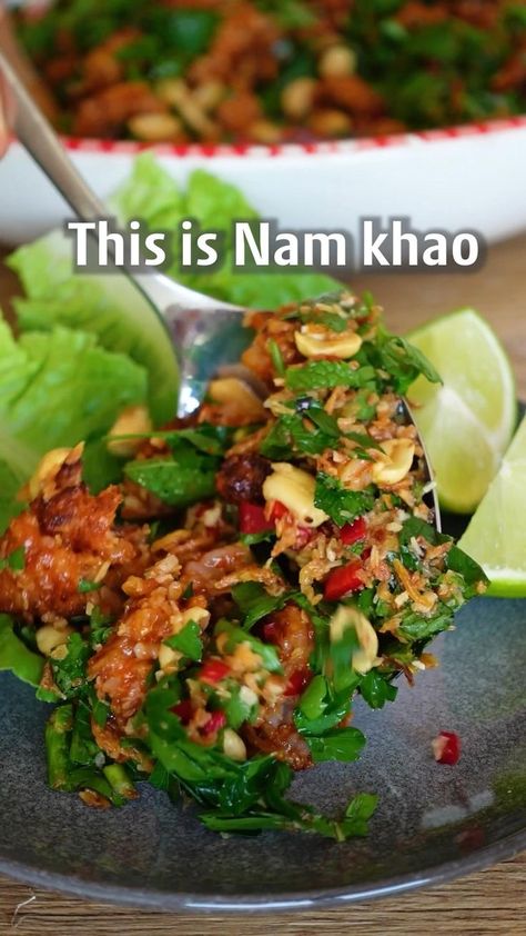 VEGAN NAM KHAO 🇱🇦🌱 in 2022 | Recipes, Vegan recipes healthy, Interesting food recipes Lao Food Recipes, Nam Khao Recipe, Nam Khao, Thai Red Curry Paste, Lao Food, Plant Based Cookbook, Crispy Rice, Cooked Rice, Red Curry Paste