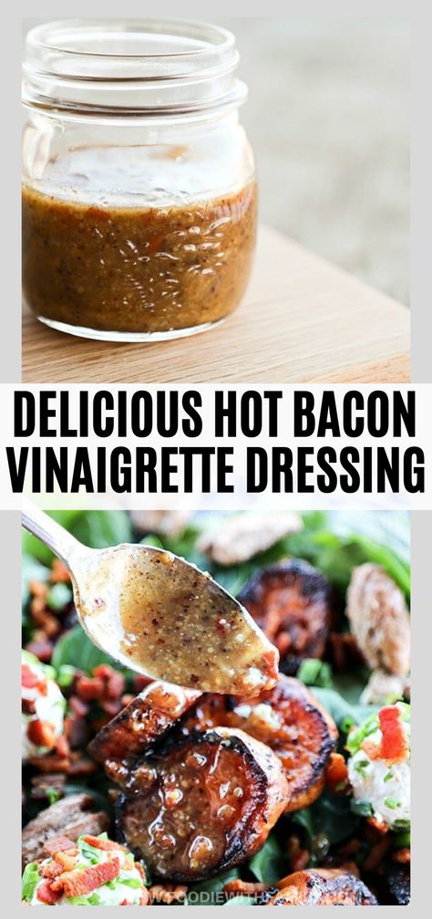 Hot Bacon Vinaigrette Dressing is just the dressing to win over the salad doubters in your life. It is absolutely magnificent when poured hot over Brussels sprouts or warm over spinach salad, but is also a-okay at room temperature over a tossed salad with romaine or leaf lettuce and all the fixings. #bacon #dressing #homamdedressing #saladdressing Spinach Salad Recipes Dressing, Bacon Vinaigrette Dressing, Salad Recipes Dressing, Salad Recipes Spinach, Warm Bacon Vinaigrette, Spinach Salad Dressing, Spinach Salads, Warm Bacon Dressing, Bacon Vinaigrette