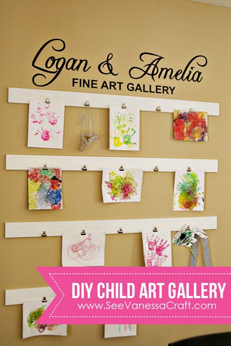 (diy tutorial) child art gallery wall Pre K Art Wall Ideas, Wall Of Art Kids, Art Wall Display Classroom, Look What I Made Wall, Craft Room Gallery Wall, Kids Art Wall Display, Kids Art Wall Ideas, Classroom Art Wall, Kids Art Display Wall