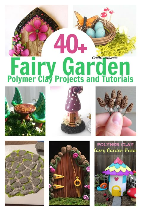 40+ Polymer Clay projects for your DIY Fairy Garden #clay #fimo #fairygarden Sculpey Projects, Fairy Garden Polymer Clay, Polymer Clay Mushroom, Easy Polymer Clay, Diy Fairy Garden, Hanging Craft Ideas, Clay Fairy House, Polymer Clay Fairy, Clay Fairy