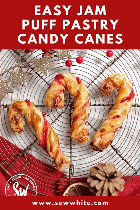 Learn the quick and easy way to make delicious jam puff pastry candy cane pastries in just 30 minutes. Impress your friends and family with this festive treat in no time! Once you try these Christmas jam puff pastry twists, you won't be able to stop. Candy Cane Pastry, Jam Puff Pastry, Easy Puff Pastry Desserts, Pastry Twists, Xmas Brunch, Peppermint Crisp Tart, Gingerbread Man Recipe, Puff Pastry Twists, Puff Dessert