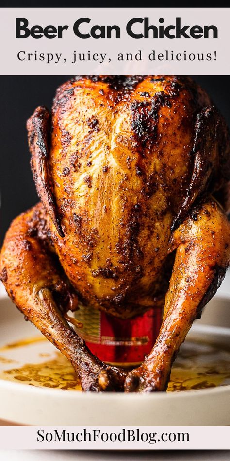 Moist, flavorful, and oh-so-tender! Elevate your grilling game with Beer Can Chicken – the perfect centerpiece for your next BBQ feast. Cheers to deliciousness! Air Fryer Whole Chicken, Chicken Rotisserie, Can Chicken Recipes, Cooking Whole Chicken, Can Chicken, Spatchcock Chicken, Whole Chicken Recipes, Beer Can Chicken, Air Fryer Recipes Chicken