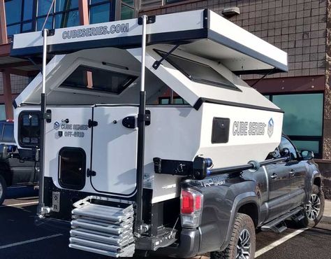 Cube Series Announces New Actuators - Truck Camper Magazine Truck Canopy Ideas, Truck Camper Shell Interior, Overland Truck Ideas, Suburban Camper Conversion, Truck Camper Diy, Expandable Camper, Truck Camping Setup, Homemade Truck Camper, Box Truck Camper