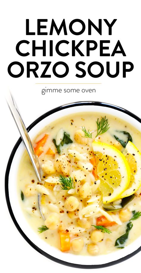 Orzo Chickpea Soup, Orzo Chickpea, Greek Avgolemono Soup, Orzo Dinner, Lemony Orzo, Avgolemono Soup, Lemon Orzo, Orzo Soup, Chickpea Soup