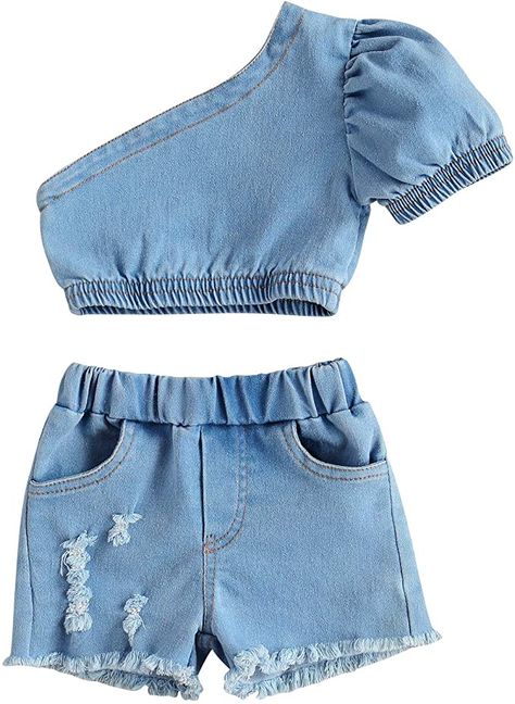 Denim Ripped Shorts, Sleeveless Crop Tops, Toddler Summer Outfits, Sequin Jeans, Leopard Outfits, Fashion Baby Girl Outfits, Ripped Shorts, Baby Frocks Designs