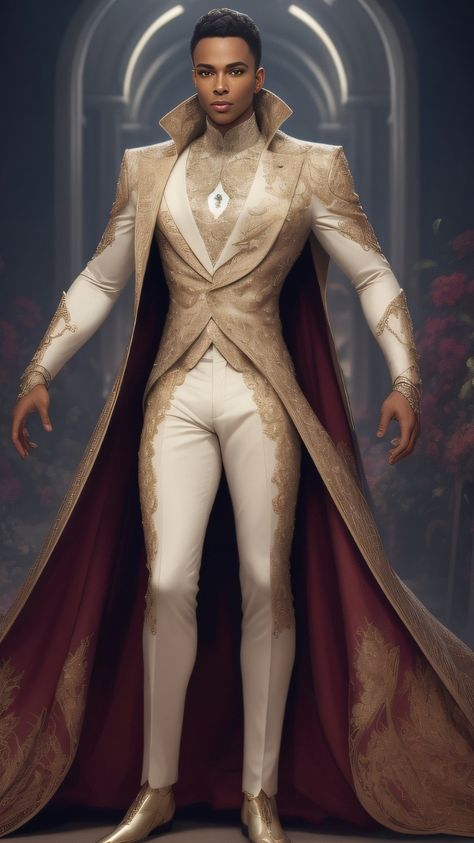 Suit With Cape Mens, Futuristic Mens Fashion, Fantasy Fashion Male, Futuristic Fashion Male, King Suit, Male Wedding Dress, Suit With Cape, Men Fashion Suit, Man Dress Design