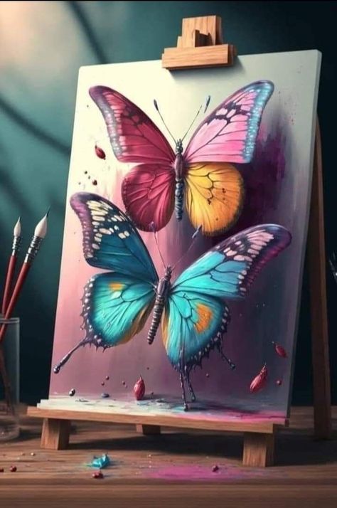 Modern Art Canvas Painting, Butterfly Art Painting, Butterfly Wallpaper Backgrounds, Beautiful Butterflies Art, Cubism Art, Soyut Sanat Tabloları, Butterfly Drawing, Art Painting Gallery, Canvas Painting Diy