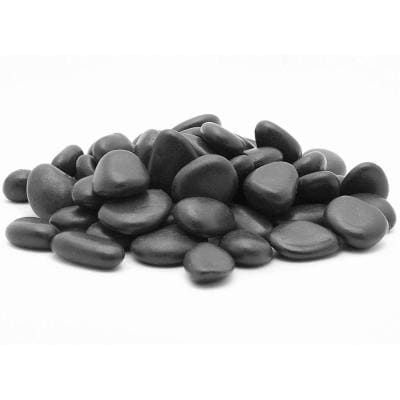 0.40 cu. ft. 1 in. to 2 in. 30 lbs. Polished Black Grade A Pebbles Black Stone Landscaping, Pea Stone Patio, Stone Landscaping Ideas, Rock Scaping, Pea Stone, Exterior Planter, Mexican Beach Pebbles, Landscaping Rocks, Landscaping Rock