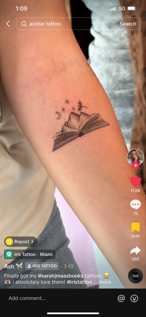 Sarah J Maas universe tattoo for ACOTAR, TOG AND CC Maas Universe Tattoo, Tog And Acotar Tattoo, Throne Of Glass The Thirteen Tattoo, Bookish Matching Tattoos, Unique Book Tattoo Ideas, Fourth Wing Acotar Tattoo, Sj Maas Tattoos, Sarah J Maas Books Tattoo, Terrasen Tog Tattoo