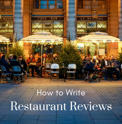 How to Write a Restaurant Review (10 Tips Plus Examples). Writing a restaurant review is a great way to share your excitement about a favorite restaurant—or warn potential diners about a particularly disappointing experience. Learn how to write an effective and successful review! Luxe Photoshoot, Starting A Restaurant, Yoga Food, Happy Hour Specials, Cafe Table, Career Ideas, Restaurant Owner, Watercolor Journal, English Activities