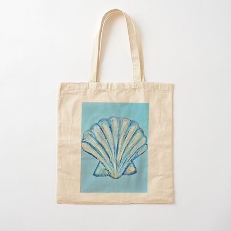 Get my art printed on awesome products. Support me at Redbubble #RBandME: https://www.redbubble.com/i/tote-bag/seashell-painting-by-maddygauks/161937022.P1QBH?asc=u Tote Bag Painting Ideas Summer, Summer Tote Bag Painting, Hand Painted Tote Bag For Summer, Beachy Painted Tote Bags, Beachy Canvas Tote Bag For Beach Season, Mia Outfits, Handpainted Tote, Handpainted Tote Bags, Canvas Bag Diy