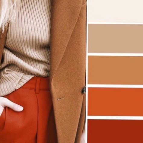 Orange Color Combinations, Deep Autumn Color Palette, Orange Color Palettes, Colour Combinations Fashion, Color Combos Outfit, Color Combinations For Clothes, Color Trends Fashion, Beige Outfit, Fall Color Palette