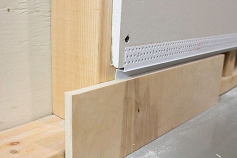 Drywall Reveal Baseboard with Z Shadow Bead | Trim-Tex Baseboard Alternative, Reveal Baseboard, Drywall Reveal, Shadow Gap Skirting, Modern Baseboards And Trim, Baseboard Design, Trim Tex, How To Install Baseboards, Modern Baseboards