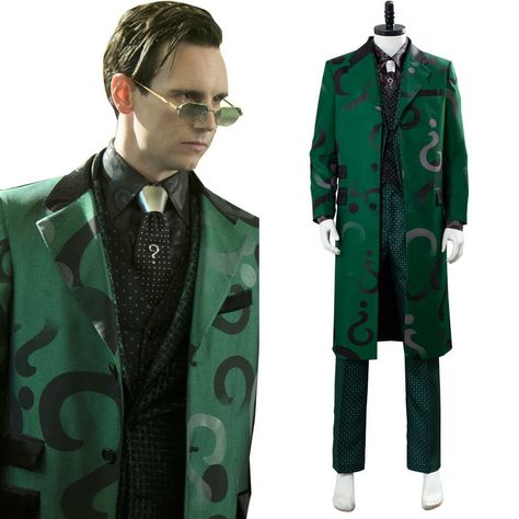 Riddler Halloween Costume, Riddler Halloween, The Riddler Gotham, Green Halloween Costume, Riddler Cosplay, Riddler Costume, Batman Rogues Gallery, Riddler Gotham, Batman Rogues