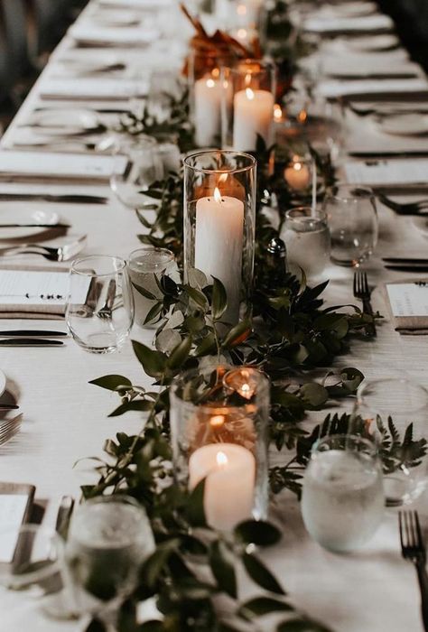 Rustic Wedding Decorations, Wedding Decor Ideas, Modern Wedding Decor, בר מצווה, Future Wedding Plans, Wedding Table Decorations, Wedding Forward, Long Table, Wedding Table Settings