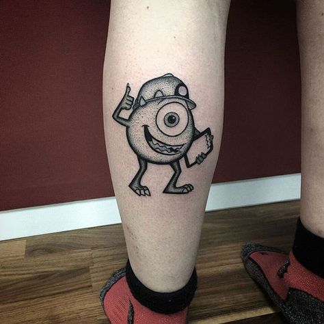 17 Magical and Inspiring Pixar Tattoos Mike Wazowski Tattoo, Disney Characters Tattoos, Tattoos Disney, Shadow Tattoo, Tatuagem Masculina Pequena, Disney Sleeve, Dot Tattoos, Alien Tattoo, Tattoos Inspiration