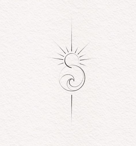 Star And Sea Tattoo, Tiny Beach Themed Tattoos, Sunrise And Moon Tattoo, Sun Lines Tattoo, Ocean Calf Tattoo, One Line Sun Tattoo, Sun Moon Waves Tattoo, Sunrise Tattoo Minimalist, Ocean And Moon Tattoo