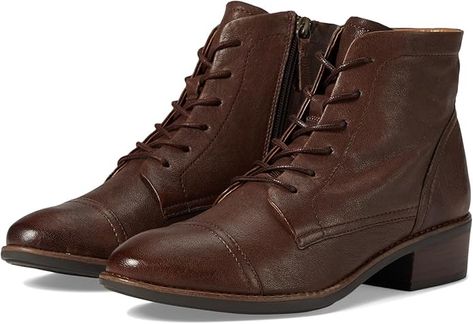 Amazon.com | Comfortiva® Cordia Non-Slip Boots for Women – Leather Upper – Mesh Lining – Pillowtop® Memory Foam Cocoa Brown 8.5 M (B) | Ankle & Bootie Dark Academia Shoes, Brown Vintage Boots, Academia Shoes, Brown Lace Up Boots, How To Wear Ankle Boots, Half Boots, Iconic Shoes, Brown Boots Women, Cocoa Brown