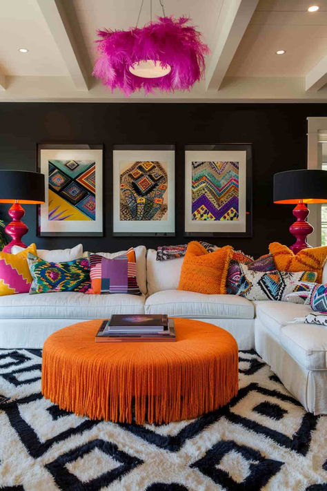 21 Funky Living Room Ideas That Are Full of Fun and Flair! Funky Living Room Ideas, Funky Living Room, Maximalist Living Room, Electric Colors, Fun Living Room, Funky Living Rooms, Vibrant Living Room, Colourful Living Room Decor, Pink Living Room