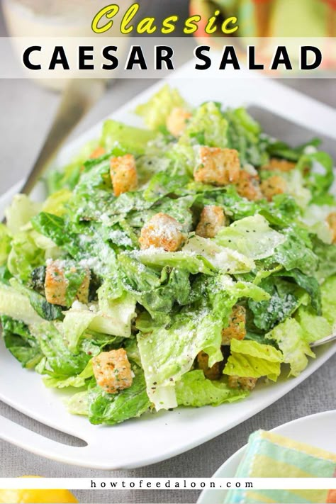 This Classic Caesar Salad is just that: Classic.  The recipe is as good as any you'll find in any restaurant.  It's that good.  SEE ALL-NEW VIDEO! Italian Entrees, Classic Caesar Salad, Caesar Salad Dressing, Caesar Salad Recipe, Salad Recipes Video, Caesar Dressing, Salad Dressing Recipes, Caesar Salad, Croutons