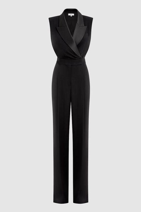 Reiss Black Saskia Petite Satin Lapel Jumpsuit Wedding Guest Dress Midi, Designer Jumpsuits, Jumpsuit Online, Chunky Knitwear, Centre Stage, Formal Shirts For Men, My Dream Wardrobe, Newborn Dresses, I Love Fashion