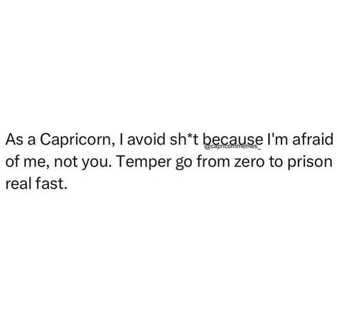 capricorn memes♑️ on Instagram: "y’all don’t wanna see that side of a capricorn 😭 we don’t care who you are follow @capricornthingz for more capricorn memes!♑️" Angry Capricorn, Capricorn Funny Humor, Capricorn Twitter Quotes, Capricorn Tweets, Capricorn Memes Funny, Capricorn Quotes Funny, Capricorn Funny, Capricorn Humor, Capricorn Meme