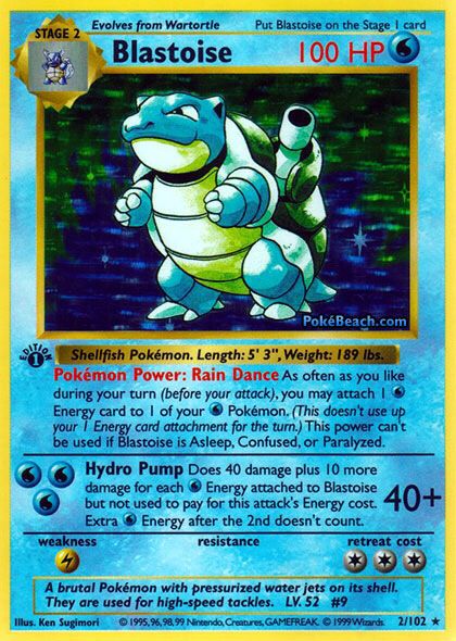 Blastoise Old Pokemon Cards, Pokemon Blastoise, Old Pokemon, Rare Pokemon Cards, Cool Pokemon Cards, Original Pokemon, Collectible Trading Cards, Pokemon Trading Card Game, Pokemon Trading Card