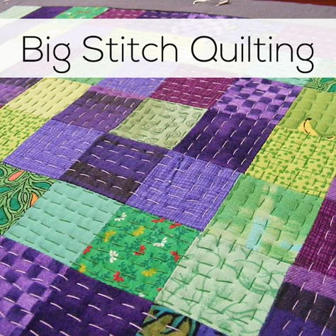 Big Stitch Quilting - an Easy and Fun Hand Quilting Technique | Shiny Happy World Easy Hand Quilting, Big Stitch Hand Quilting, Quilt By Hand, Hand Quilting Technique, Quilting By Hand, Big Stitch Quilting, Hand Quilting Designs, Hand Quilting Patterns, Quilt Big