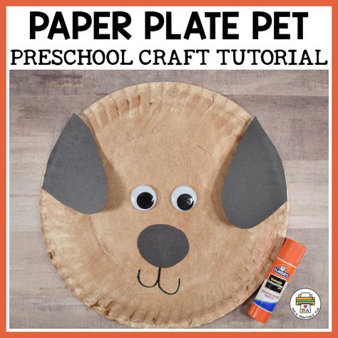 Challenge your preschooler to create a cute paper plate pet!Creating this little puppy is super simple and allows for children to easily customize.  Materials First gather the materials you plan to use for this craft, our suggestions:Paper plateBrown tempera paintPaintbrushBlack markerBlack construction paperScissorsGlue stickGoogly eyes Substitute any of these materials based on what you have on hand or to personal taste.  Our materials are based on creating a brow [...] Simple Pet Crafts Preschool, Paper Plate Pets Craft, Pets Week Preschool Art Projects, Preschool Puppy Craft, Pets Lesson Plan For Preschool, Pet Templates Free Printable, Pet Craft Activities For Preschool, My Pet Crafts Preschool, D For Dog Craft Preschool