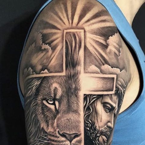 Lion Of Judah Tattoo, Praying Hands Tattoo, Hands Tattoo, Cross Tattoo Designs, Jesus Praying, Cross Jesus, Praying Hands, Lion Of Judah, Cross Tattoo