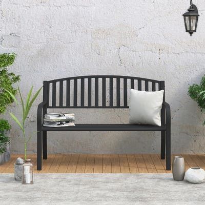 Buy Outdoor Benches Online at Overstock | Our Best Patio Furniture Deals Bathroom Seating, Yard Upgrades, Landscaping House, Back Yard Oasis, Shopping Decor, Yard Oasis, Porch Bench, Outdoor Garden Bench, Front Stoop