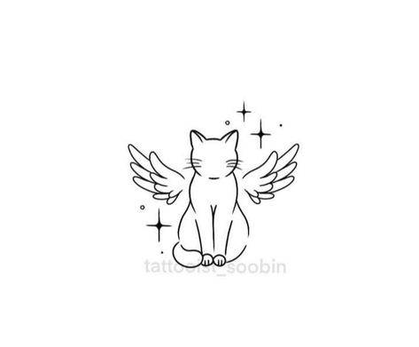 Cat Angel Tattoo, Angel Cat Tattoo, Cat Paw Tattoos, Tattoo Gato, Halo Tattoo, Kitten Tattoo, Cat Tattoo Simple, 10 Tattoo, Wrist Tattoo Ideas