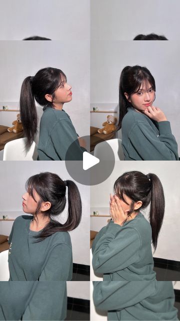 How To Do A High Ponytail, Korean High Ponytail, Korean Ponytail Hairstyles, High Ponytail Hacks, Ponytail Hairstyles With Bangs, Perfect Ponytail Tutorial, Japanese Ponytail, Korean Ponytail, Short Hair Ponytail