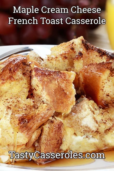 Cream Cheese French Toast Casserole, Cream Cheese French Toast, Cheese French Toast, Croissant French Toast, Creme Brulee French Toast, French Toast Casserole Easy, Stuffed French Toast Cream Cheese, Maple Cream Cheese, Cinnamon Roll French Toast