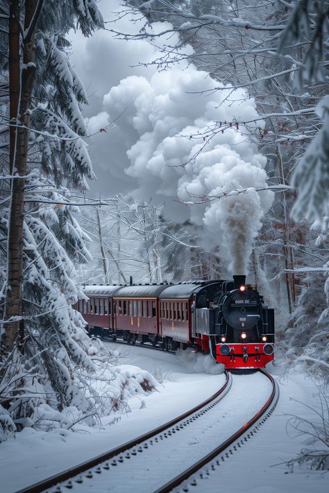 Discover Germany's winter wonderland on a historic steam train, exploring famous landmarks on a snowy journey. #GermanyLandmarks #HistoricTrains #WinterTravel Germany Aesthetic Winter, Winter Places, Winter Train, Steam Trains Photography, Train Aesthetic, Old Steam Train, Train Photos, Beautiful Winter Scenes, Train Design