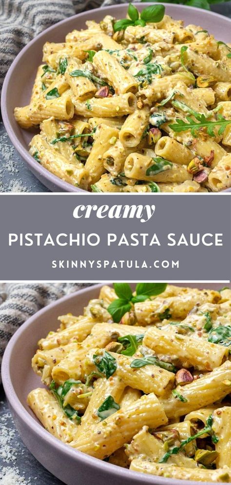 Fall Pesto Pasta, Sauceless Pasta Recipes, Pasta With Nuts Recipe, Pistachio Cream Pasta, Pasta With Pistachio Sauce, Pasta With Pistachios, Lemon Pistachio Pasta, Pistachio Vegan Recipes, Chicken Pistachio Recipes