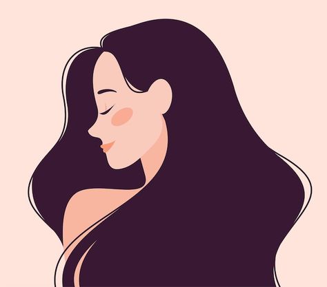 Hair Illustration, Learning Graphic Design, Illustration Art Girl, Woman Illustration, Vector Portrait, Mural Wall Art, Art And Illustration, Girls Illustration, Girls Cartoon Art