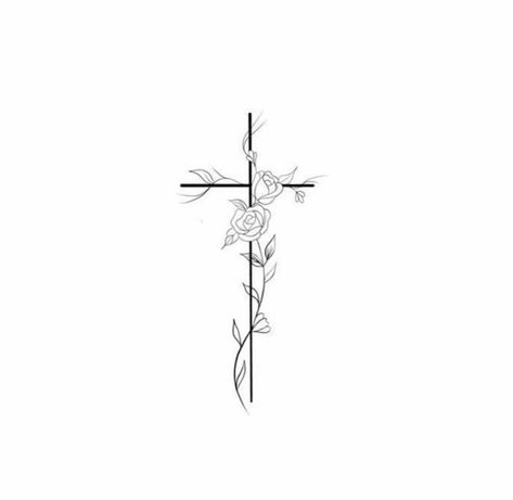 Cross And Nature Tattoo, Lily Of The Valley Cross Tattoo, Crucifix Tattoo For Women, Cross Spine Tattoos For Women, Cross Rose Tattoo, Feminine Cross Tattoos For Women, Butterfly Cross Tattoo, Cross With Roses Tattoo, Cross Tattoo With Flowers