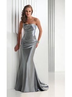 Silver Prom Dress, Silver Evening Dress, Black Bridesmaid, Sequin Evening Gowns, Strapless Evening Dress, Satin Evening Dresses, Chanel Couture, Evening Gowns Elegant, Satin Prom Dress