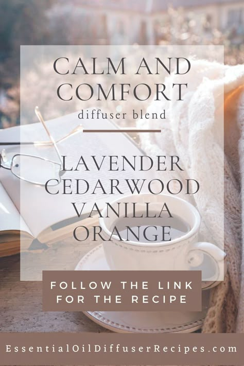 After a long and challenging day, give yourself a moment of peace to recharge. The Calm and Comfort essential oil diffuser blend is the perfect addition to your bedtime ritual, helping you unwind for a restful night's sleep. Enjoy the soothing benefits of lavender, cedarwood, vanilla, and orange essential oils in this unique blend. Essential Oil Combos, Spa Essential Oils, Calming Essential Oil Blends, Benefits Of Lavender, Best Essential Oil Diffuser, Essential Oil Combinations, Calming Essential Oils, Essential Oil Diffuser Blends Recipes, Bedtime Ritual