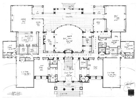 Institutional Building, Manor House Plans, Manor Floor Plan, Classical Villa, Central Courtyard, Floor Plans Ranch, House Plans Mansion, Mansion Floor Plan, Classic Villa