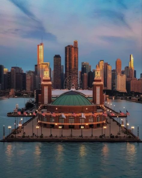 Opened to the public on July 15, 1916, Navy Pier (fmr. Municipal Pier) celebrates it's 107th anniversary, today. Photo Credit 📷: @gotshotbyquinn Navy Pier Chicago, Chicago Aesthetic, Chicago Pictures, Navy Pier, Chicago Travel, Chicago Photos, My Kind Of Town, Chicago City, Downtown Chicago