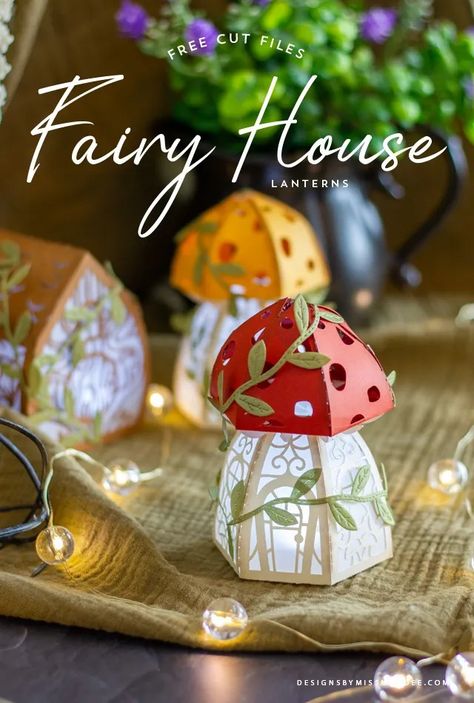 Fairy House Paper Lanterns - Luminary Cut Files - Designs By Miss Mandee Scrapbook Albums Tutorial, Paper House Template, Paper Lanterns Diy, File Template, Projets Cricut, Free Cricut, Diy Lanterns, 3d Paper Crafts, Diy 3d