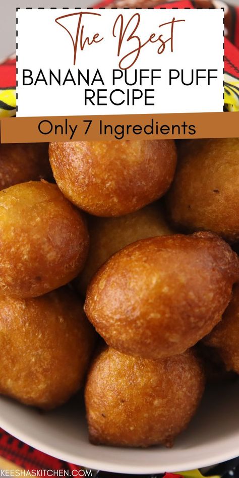 Banana Puff Puff Recipe, Powder Puffs Recipe, Honey Puffs Recipe, Puff Puffs, Banana Donut Recipe, Egg Puffs Recipe, Mr Puffs Recipe, Black Banana Recipes, Easy And Simple Dessert Recipes