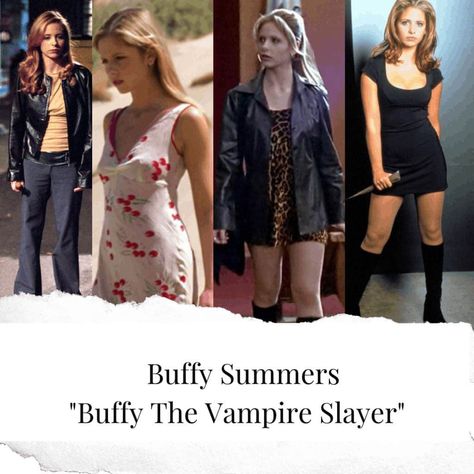 Buffy Summers from Buffy the Vampire Slayer Vampire Slayer Outfits, Buffy The Vampire Slayer Outfits, Outfits 90s Style, Movie Character Halloween Costumes, Buffy Fashion, Buffy Willow, Buffy Outfits, Movie Character Halloween, Character Halloween Costumes