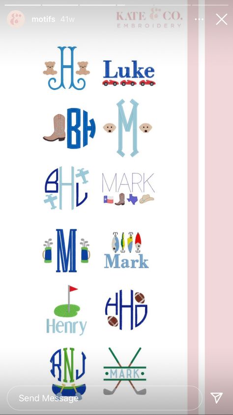 Little Boy Embroidery Ideas, Boy Monogram Ideas, Baby Boy Embroidery Ideas, Boy Embroidery Ideas, Cricut Monogram Font, Needlepoint Monogram, Baby Boy Embroidery, Boy Fonts, Free Monogram Fonts