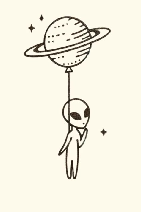 Alien tattoos are a popular choice for those who want to express their individuality and creativity. Learn the different meanings behind alien tattoos and find out if one is right for you . #Alien_Sketch_Simple #Alien_Minimalist_Tattoo #Simple_Alien_Tattoo #Cute_Alien_Drawing Universe Connection Tattoo, Aliens And Ufos Art, Space Drawings Ideas, Cute Alien Tattoo, Small Alien Tattoo, Spiritual Doodles, Cute Alien Drawing, Universe Tattoo Ideas, Space Symbols