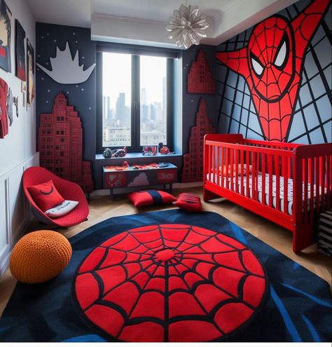 Spider Man Bedroom Ideas, Spiderman Room Decor, Spiderman Bedroom, Spiderman Room, Marvel Room, All Spiderman, Toddler Boy Room Decor, Spiderman Theme, Superhero Room