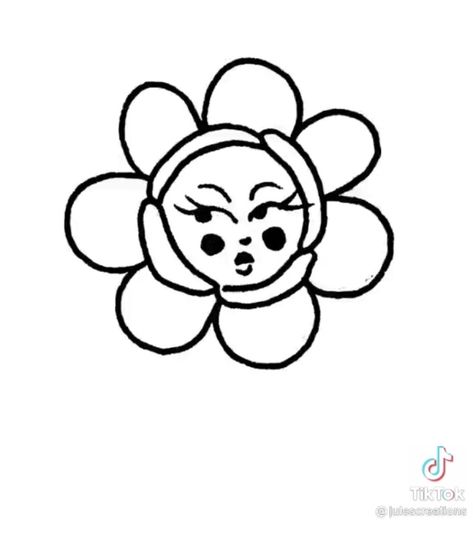 Flower Face Tattoo, Doodles Simple, Weird Doodles, Line Art Tattoo, Whimsical Doodles, Trippy Drawings, Flower Face, Flash Tattoo Designs, Shrinky Dink