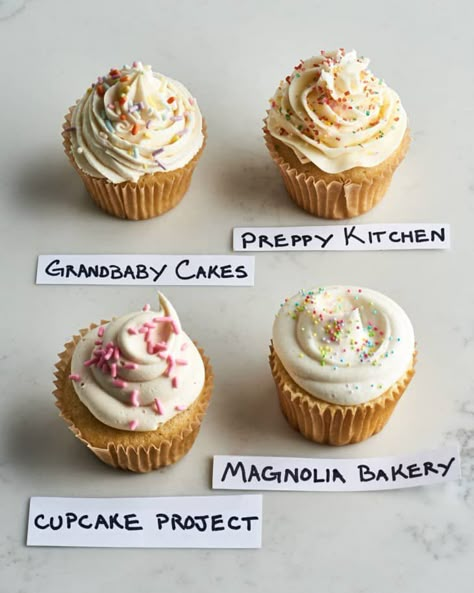 A really great vanilla cupcake is hard to come by. That's why we pit four popular recipes by Grandbaby Cakes, Preppy Kitchen, Cupcake Project, and Magnolia Bakery against each other to find the best vanilla cupcake recipe. The winner is moist, tender, and the perfect cupcake. Wedding Cupcake Recipes, Best Vanilla Cupcakes, Moist Cupcake Recipes, Best Vanilla Cupcake Recipe, Moist Vanilla Cupcakes, Single Serve Cake, Vanilla Bean Cupcakes, Specialty Cupcakes, Moist Cupcakes